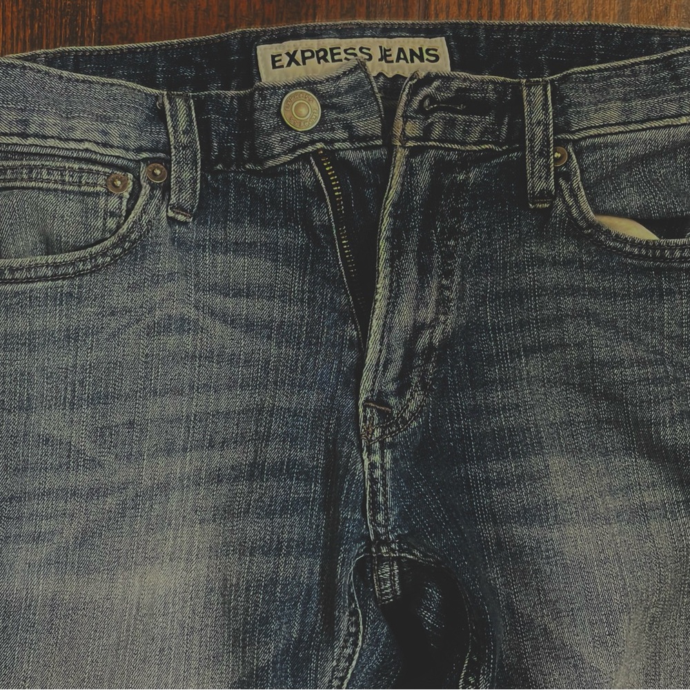 Express Men's Blue Jeans Size 28 x 32 Slim Fit Straight Leg